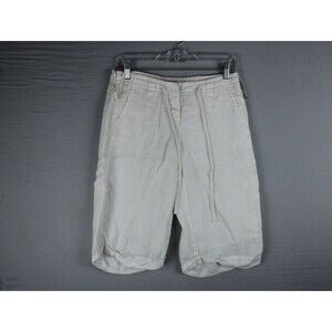I.N.C International Concepts 100% Linen Shorts Size 2 Off White Missing Button